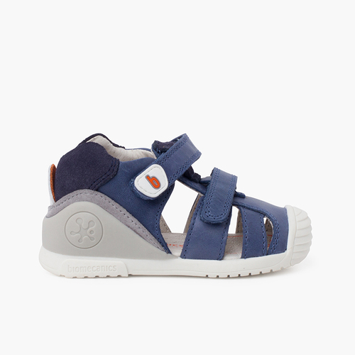 Sandales Biogateo Fermeture à double scratch embout Bleu