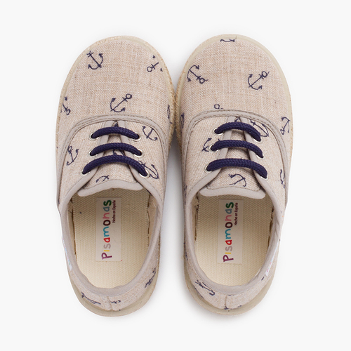 Baskets ancre avec lacets de couleur Bleu Marine