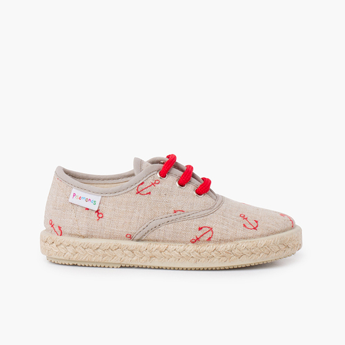Baskets ancre avec lacets de couleur Rouge