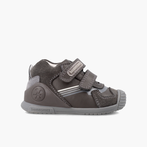 Baskets Biomecanics premiers pas en cuir et suède Gris foncé