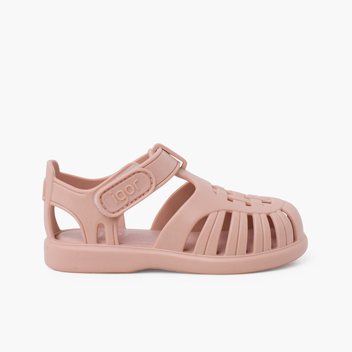 Sandales plastique à fermeture scratch Tobby Solid Rose Pâle