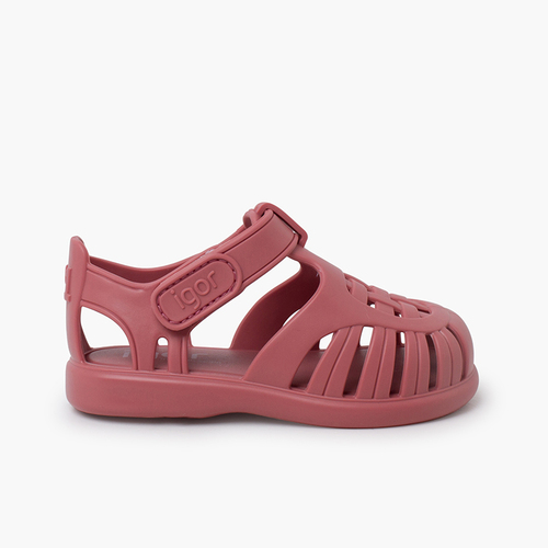 Sandales plastique à fermeture scratch Tobby Solid Rose