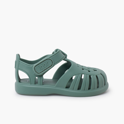 Sandales plastique à fermeture scratch Tobby Solid Sage