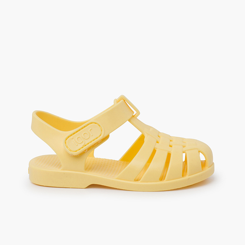 Sandales plage enfants couleurs poussiéreuse fermeture scratch Vanille