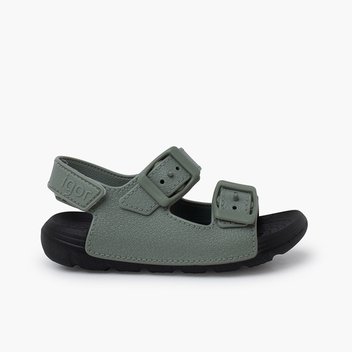 Sandales à double boucle et à scratch semelle EVA Vert