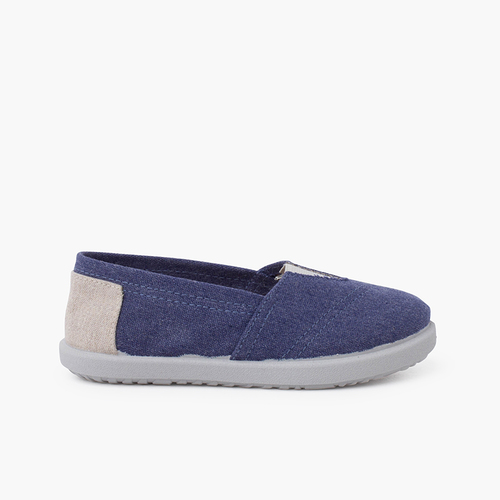 Baskets en toile avec élastique et détail talon Bleu denim