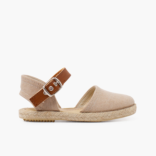 Espadrilles en toile recyclée avec bande type cuir Naturel