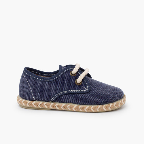 Derbies garçon toile semelle jute bicolore Bleu Marine
