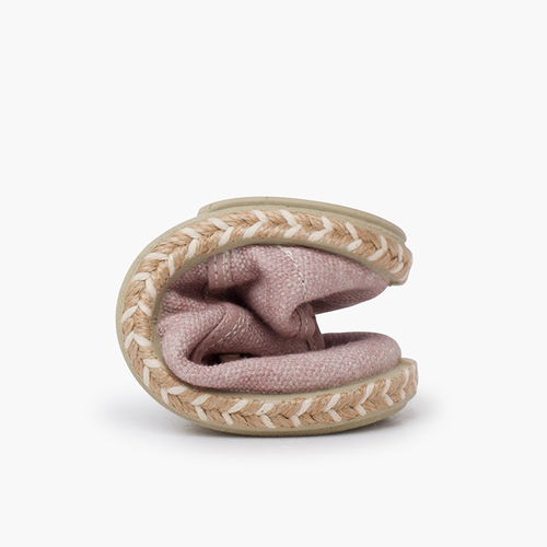 Derbies garçon toile semelle jute bicolore Vieux Rose