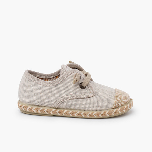 Derbies pour enfants avec embout de jute et lacets élastiques Pierre