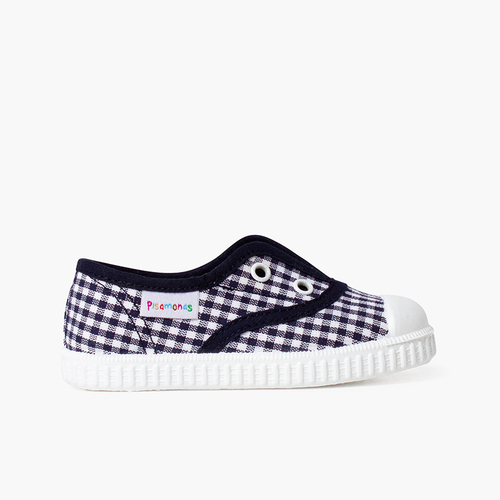 Baskets Vichy sans lacets Bleu Marine