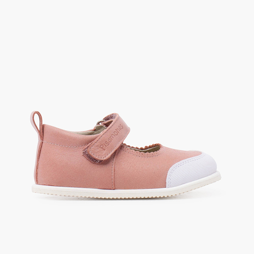 Chaussures babies en cuir sport embout fermeture scratch Rose