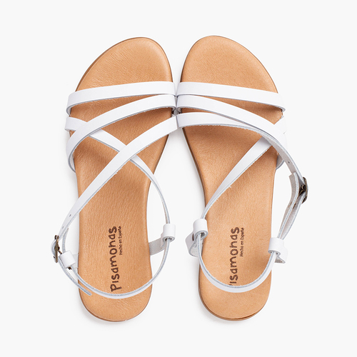 Sandales à brides croisées pour fille avec fermeture à boucle Blanc