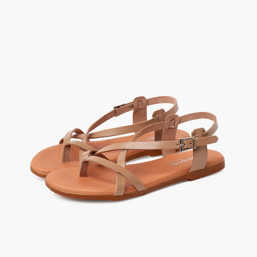 Sandales en cuir à lanières croisées Sable