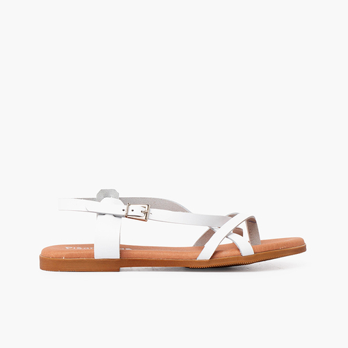 Sandales en cuir à lanières croisées Blanc