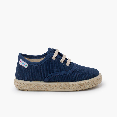 Baskets en toile lacets semelle espadrille Bleu