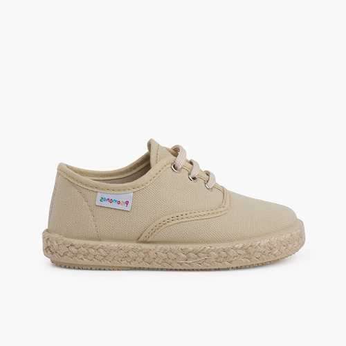Baskets en toile lacets semelle espadrille Sable
