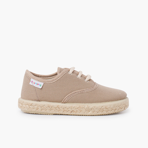 Baskets en toile lacets semelle espadrille Brun