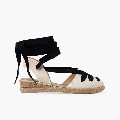 Espadrilles compensées Goyesque à rubans Noir