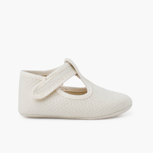 Chaussures salomé piqué matelassé fermeture à scratch bébé Beige