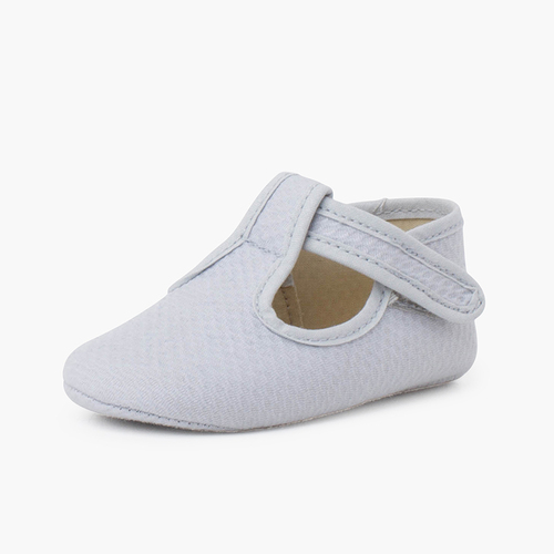 Chaussures salomé piqué matelassé fermeture à scratch bébé Gris