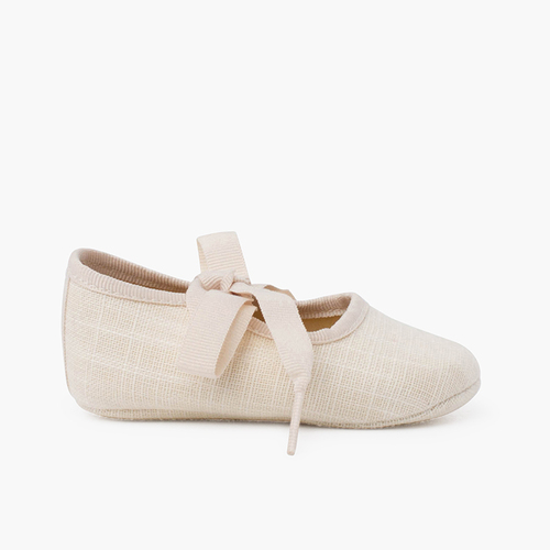 Babies bébé en lin avec nœud à gros-grain Beige