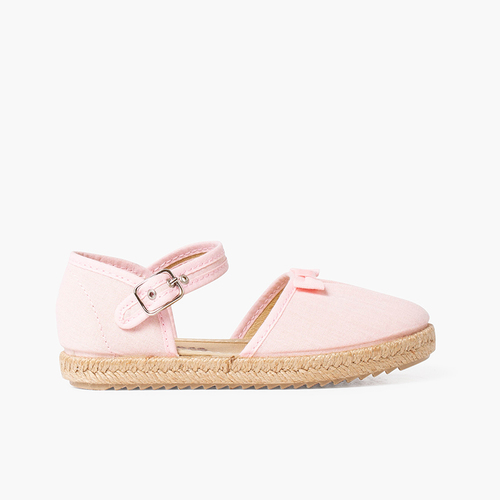 Espadrilles à nœud et cou-de-pied froncé Rose