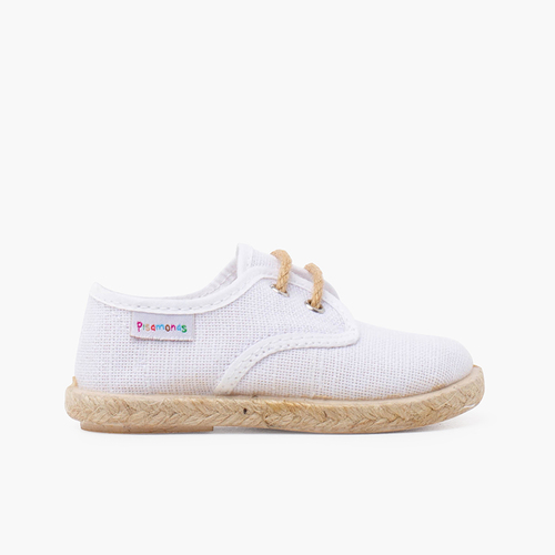 Derbies en lin à lacets et base en jute Blanc