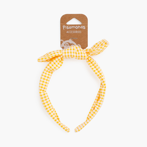 Bandeau turban nœud Vichy Jaune