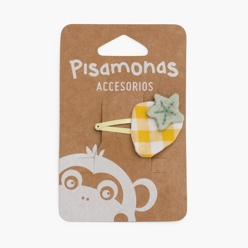 Clip grenouille vichy fraise Jaune