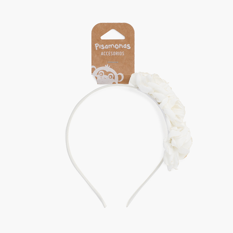 Bandeau fleuri aux bords brûlés Blanc