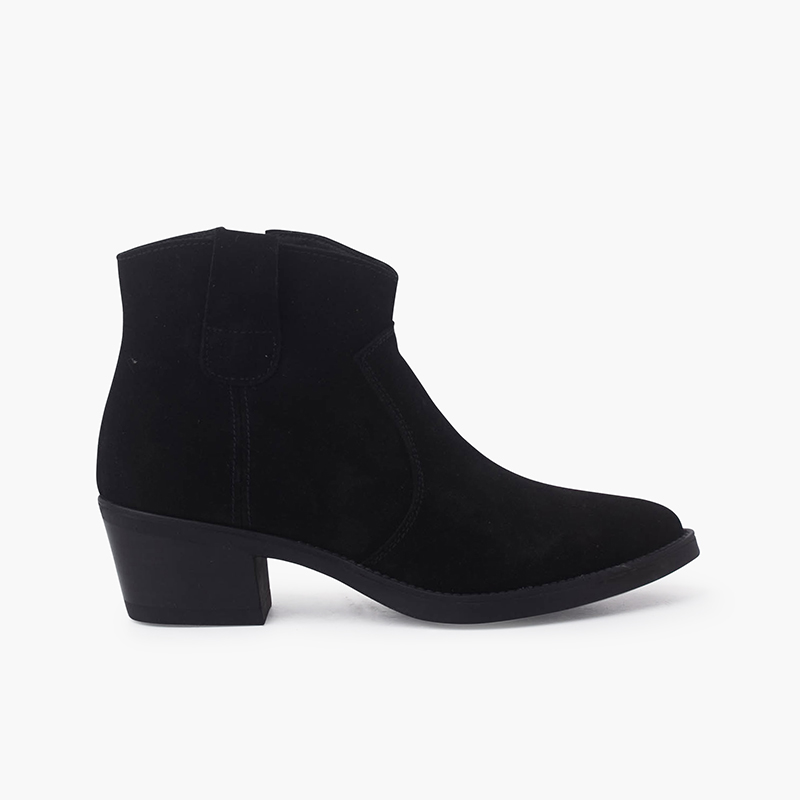 Bottines cowboy en suède Noir