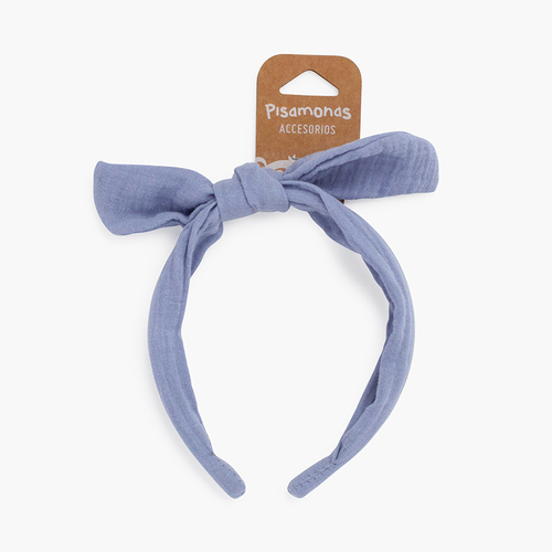 Bandeau turban en mousseline Bleu de France