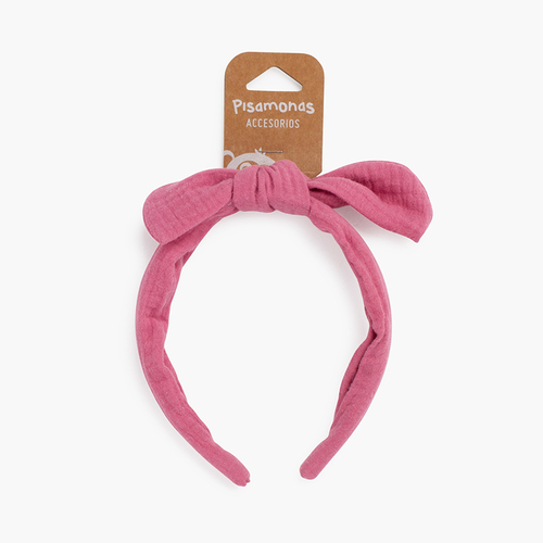 Bandeau turban en mousseline Rose de France
