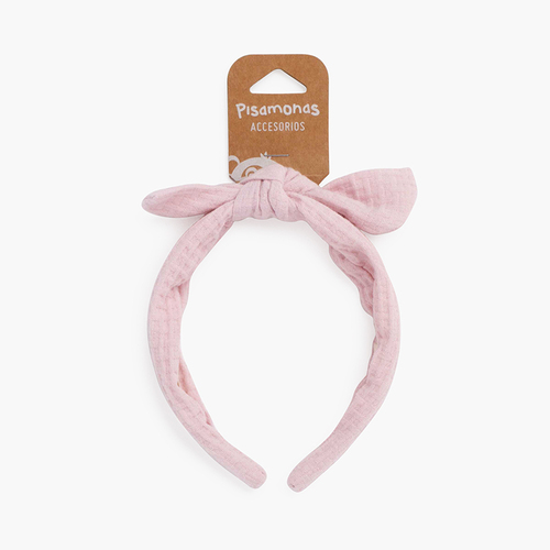 Bandeau turban gaufré Rose Pastel