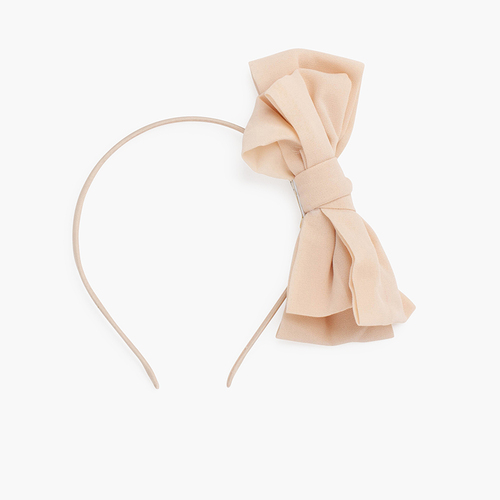 Bandeau à double nœud en mousseline de soie fine Beige