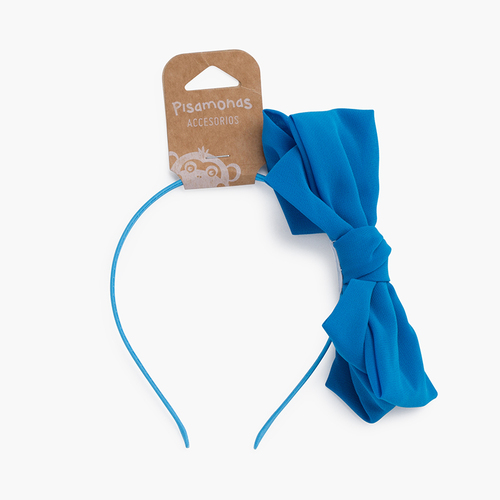 Bandeau à double nœud en mousseline de soie fine Bleu
