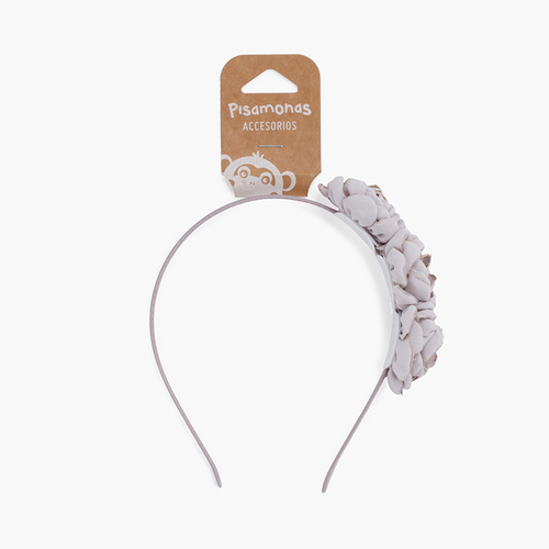 Bandeau fleuri aux bords brûlés Gris clair
