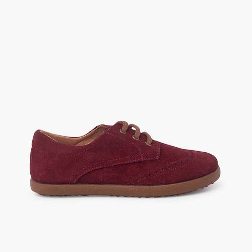 Chaussures oxford en suède avec semelle caramel Bordeaux