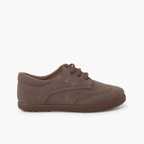 Chaussures oxford en suède avec semelle caramel Taupe