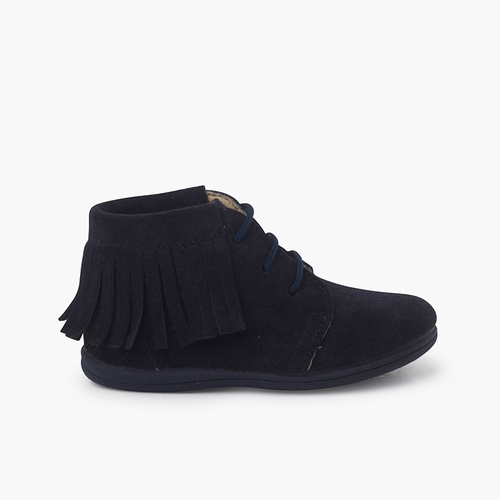 Bottes frangées à lacets Premiers pas Bleu Marine