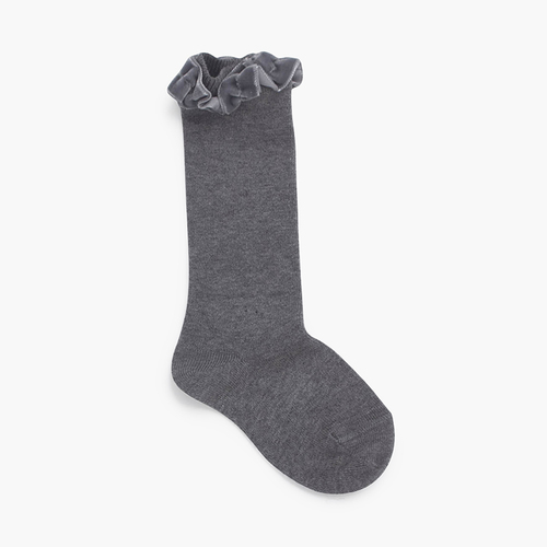 Chaussettes à volants en velours Gris clair