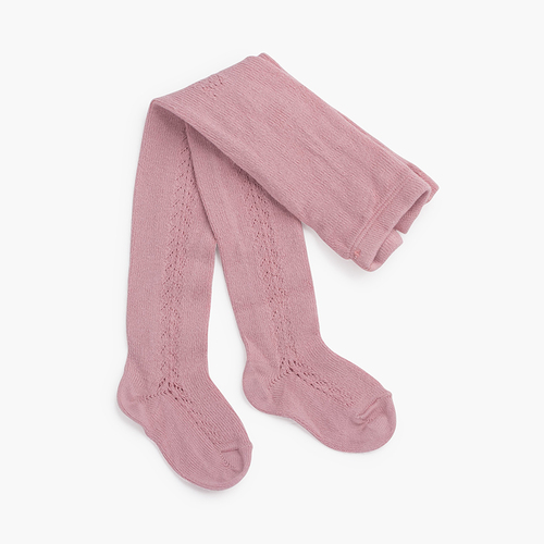 Collants chauds en coton au crochet latéral Rose Claire