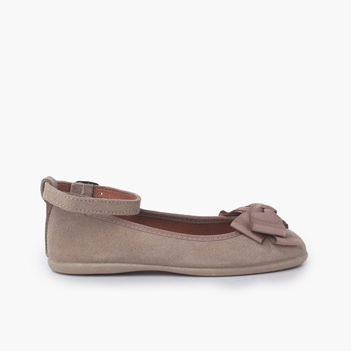 Ballerines fille Double nœud et bracelet Taupe