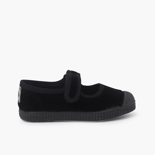 Chaussures Babies en velours embout en caoutchouc Noir