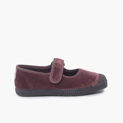 Chaussures Babies en velours embout en caoutchouc Vieux Rose