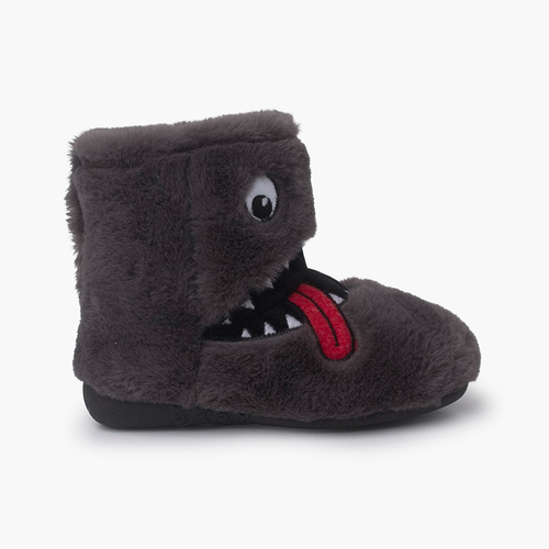 Chaussons d'hiver Dessin de monstre Gris