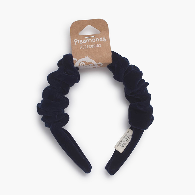 Bandeau chouchou en velours Bleu Marine