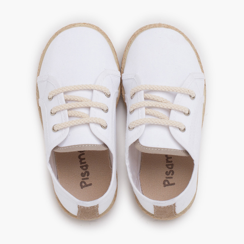 Baskets toile lacets semelle espadrille Blanc comme neige