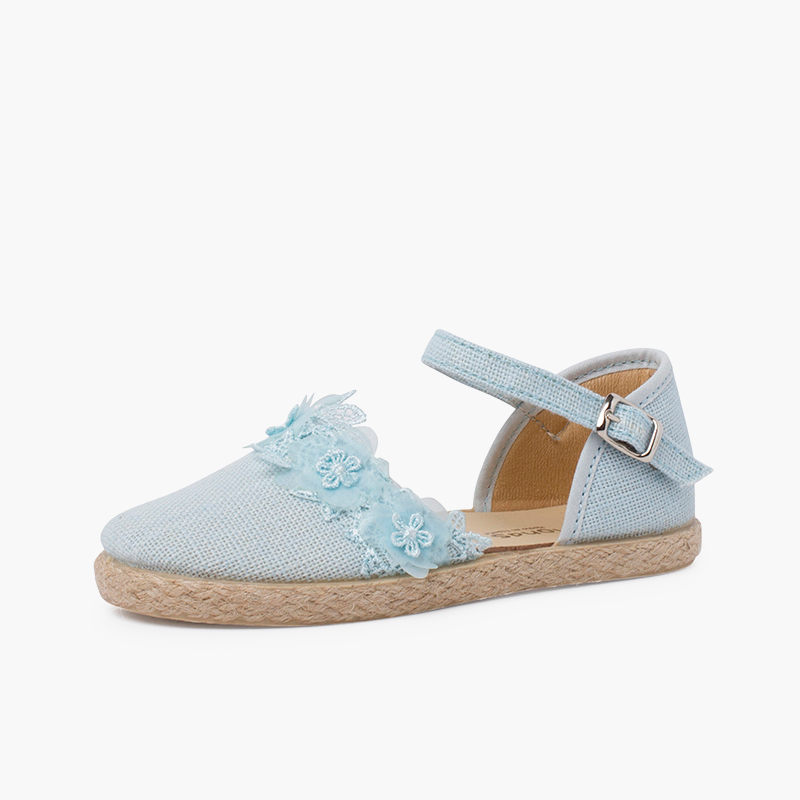 Espadrilles dentelle cérémonie Bleu ciel